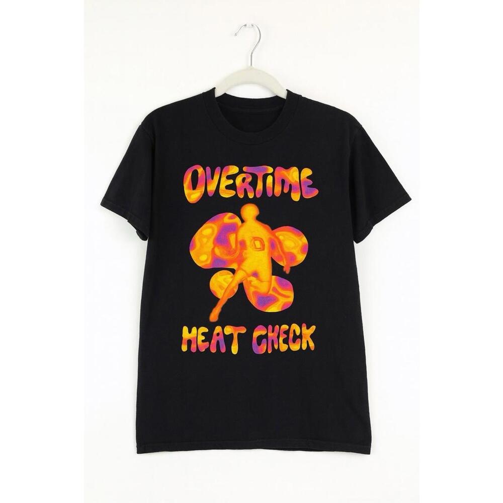 Overtime Heat Check T-Shirt Men’s Medium Black Basketball Graphic Tee